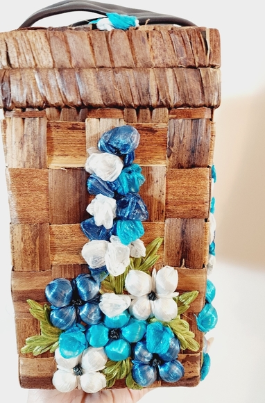 Vintage 50s 60s rockabilly pinup Hawaiian tiki bombshell wicker rattan purse bag - Picture 3 of 8